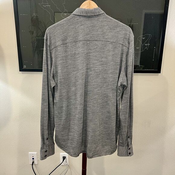 Club Monaco - Wool Blend Knit Jersey Button Down Shirt - Grey - Picture 2 of 7